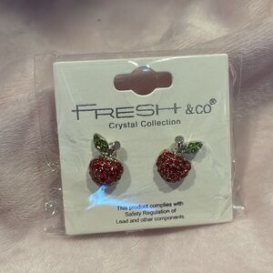 Fresh & Co Crystal Apple Earrings